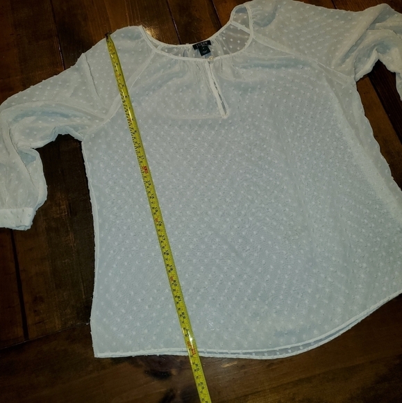 J. Crew Small Balloon Sleeve Sheer Textured Cream Long Sleeve Top - Picture 9 of 11